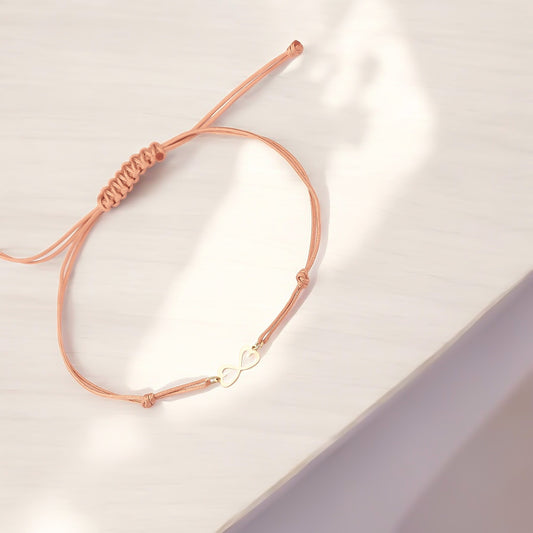 14k Solid Gold Heart Infinity Rope Bracelet