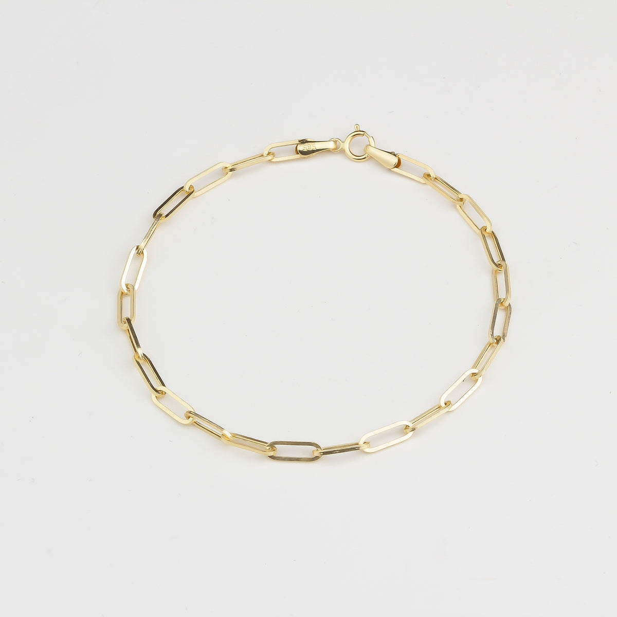 14k Solid Gold 3 mm Paper Clip Chain Bracelet - alternate view 3