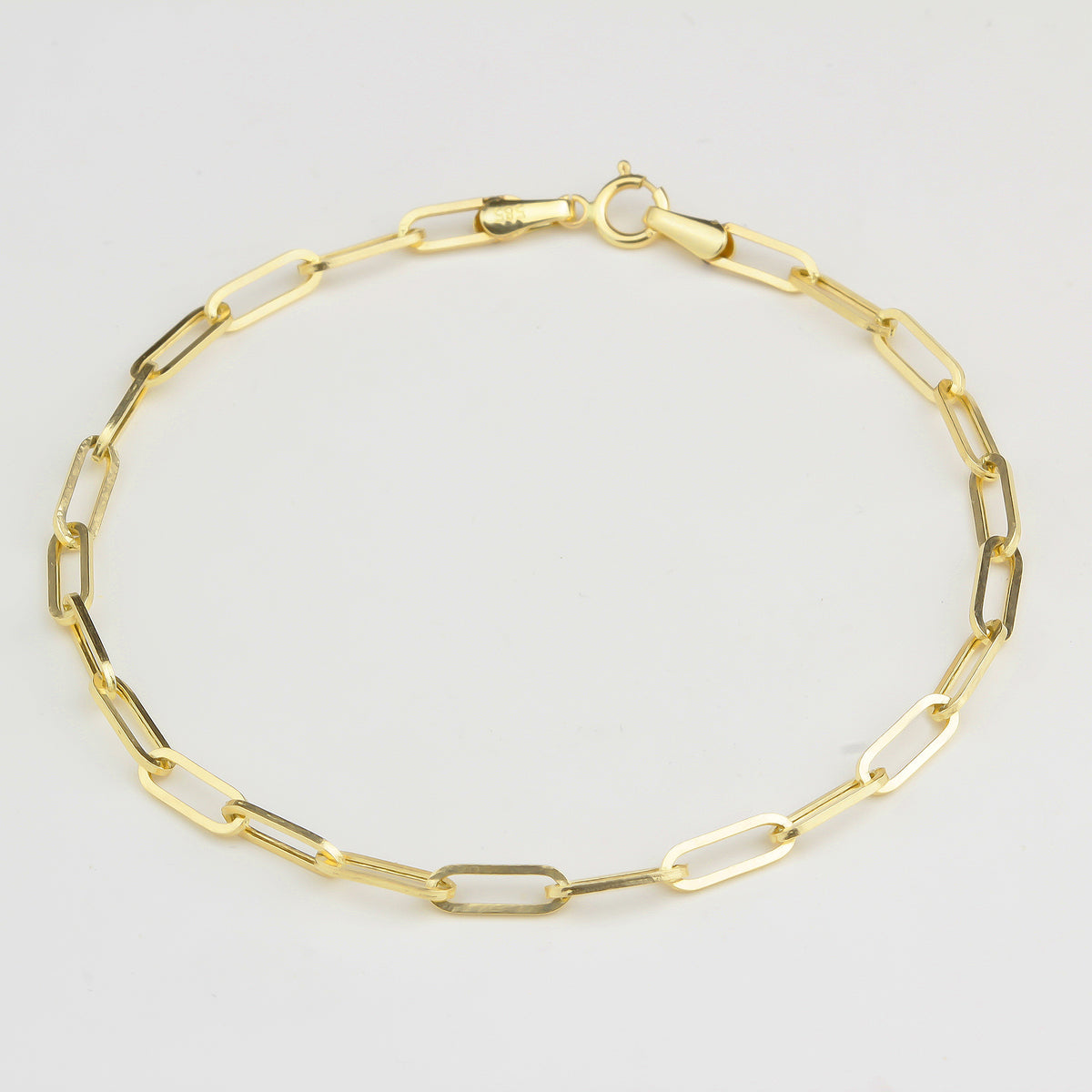 14k Solid Gold 3 mm Paper Clip Chain Bracelet - alternate view 4