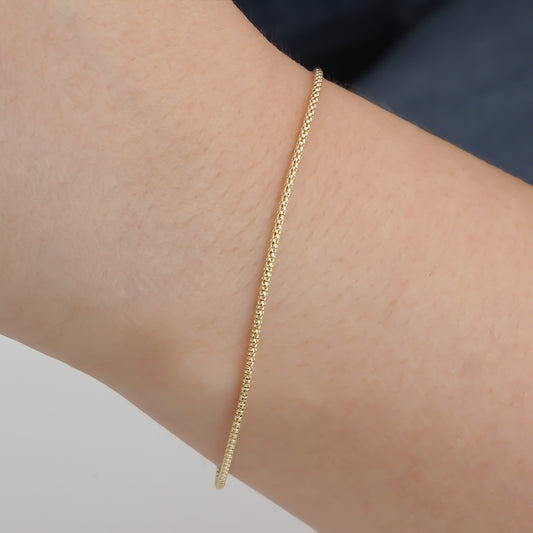 14k Solid Gold 1,5 mm Popcorn Chain Bracelet - alternate view 2