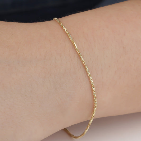 14k Solid Gold 1,5 mm Popcorn Chain Bracelet