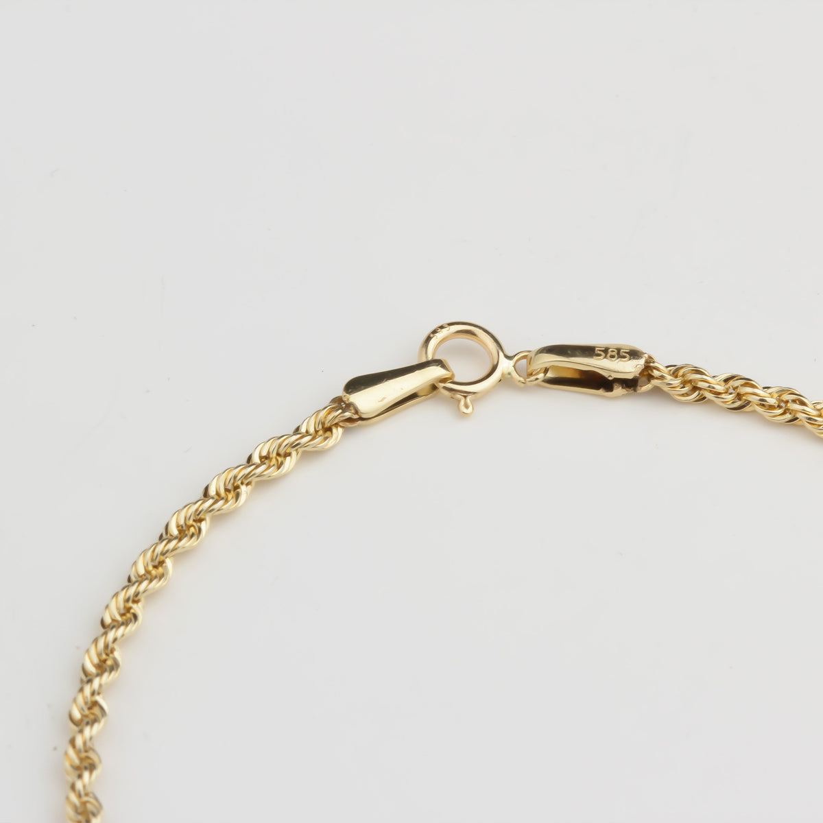 14k Solid Gold 2 mm Rope Chain Bracelet - alternate view 4