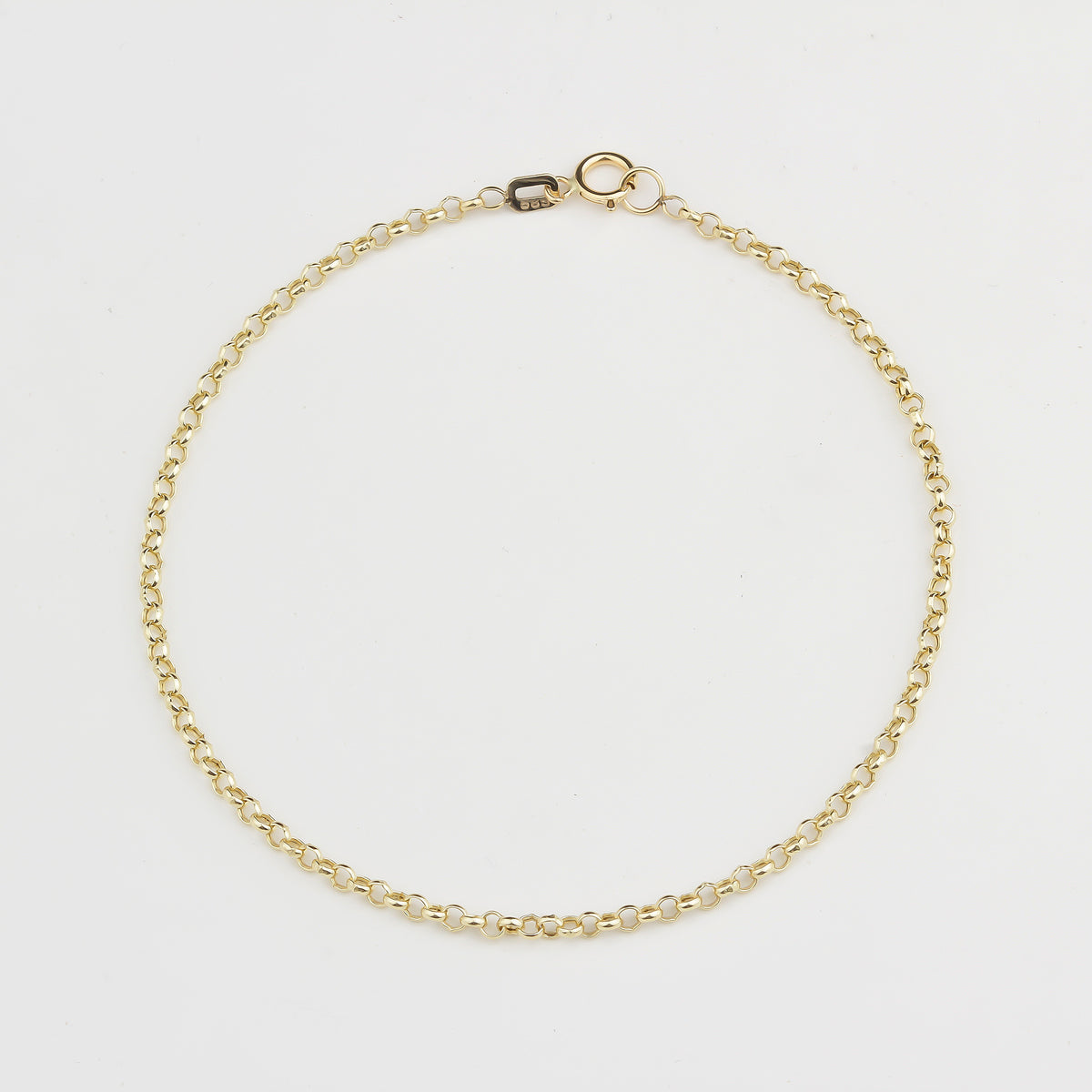 14k Solid Gold 2 mm Rolo Chain Bracelet - alternate view 3