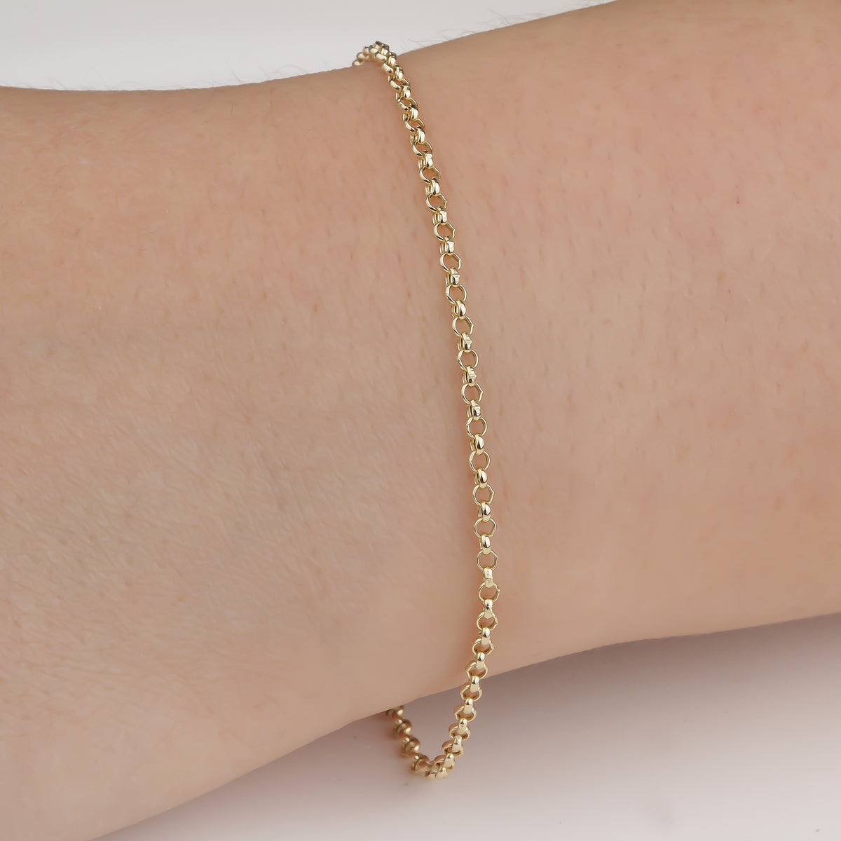 14k Solid Gold 2 mm Rolo Chain Bracelet