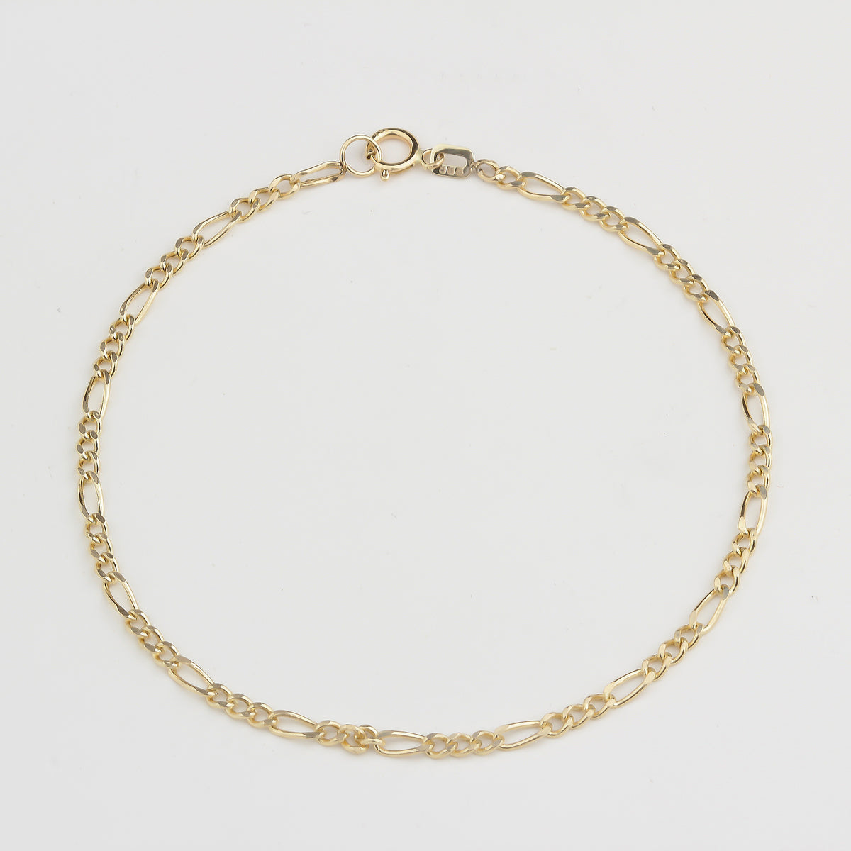 14k Solid 2,5 mm Gold Figaro Chain Bracelet - alternate view 3