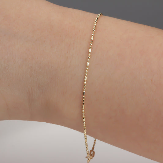 14k Solid 1 mm Gold Ball Chain Bracelet