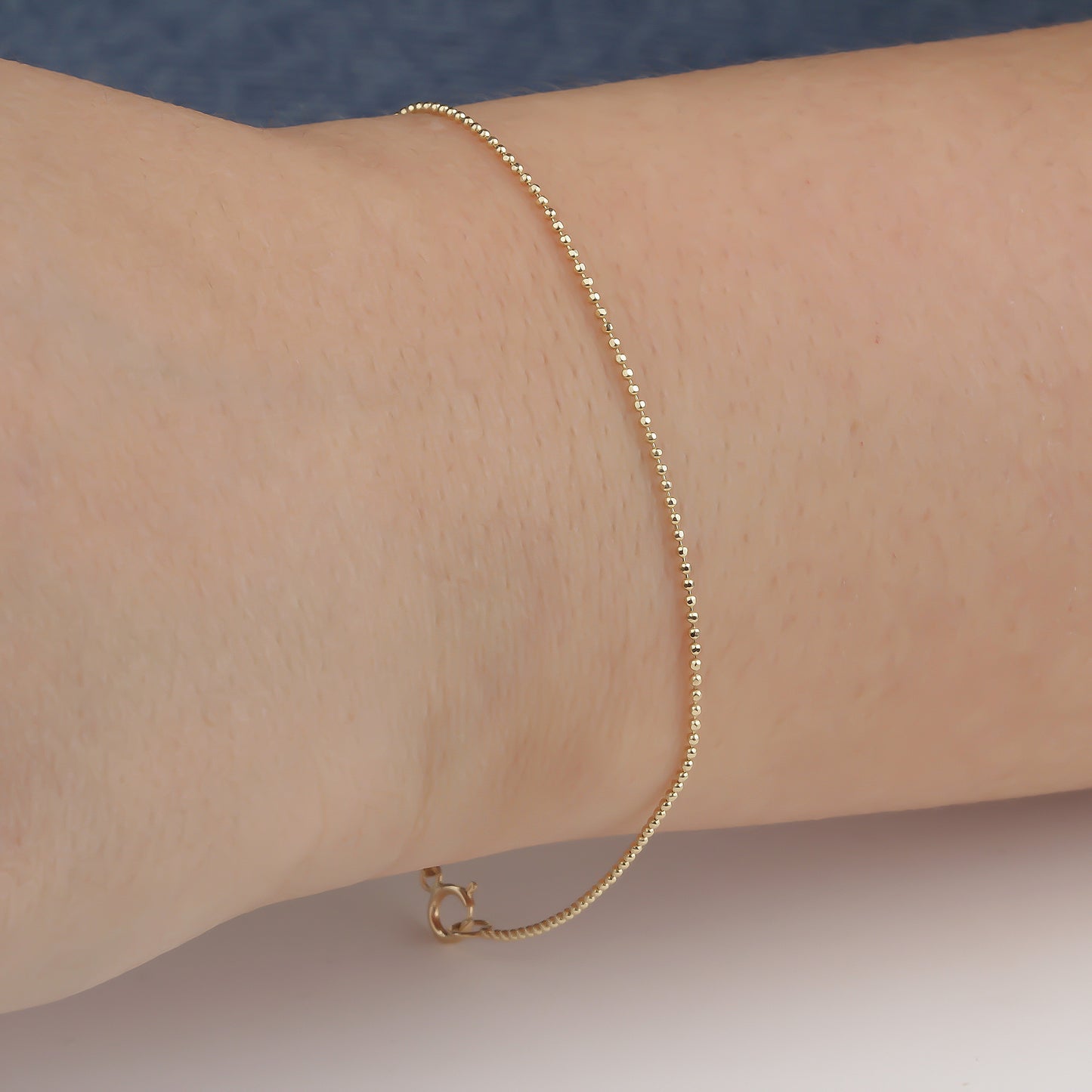 14k Solid Gold 1mm Ball Chain Bracelet