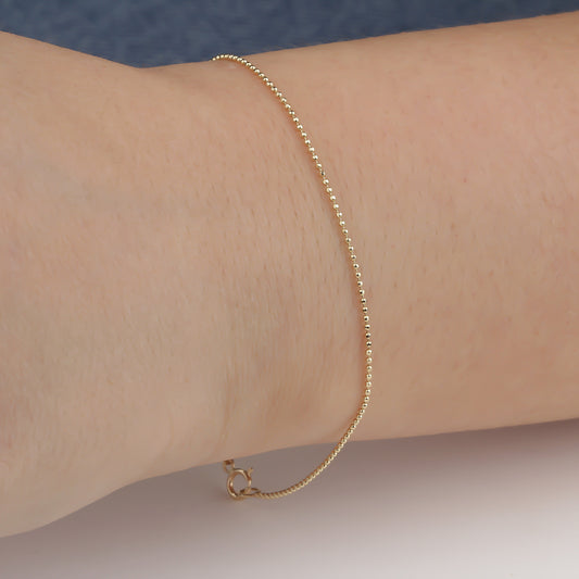 14k Solid Gold 1mm Ball Chain Bracelet