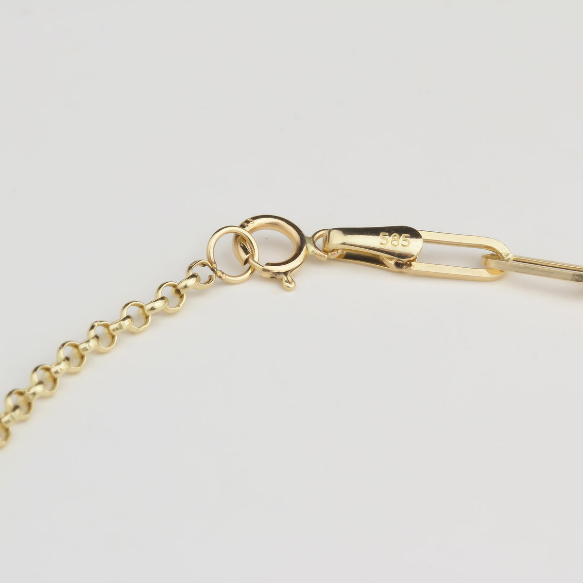 14k Solid Gold 3 mm Paper Clip - Rolo Chain Mix Bracelet - alternate view 4