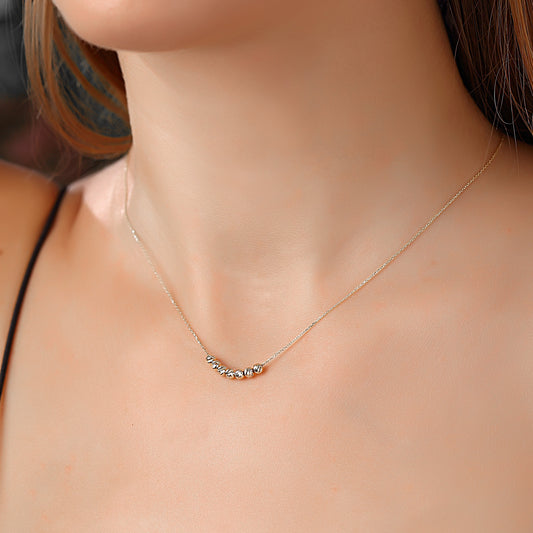 14k Solid Gold White Dorika Necklace - alternate view 2