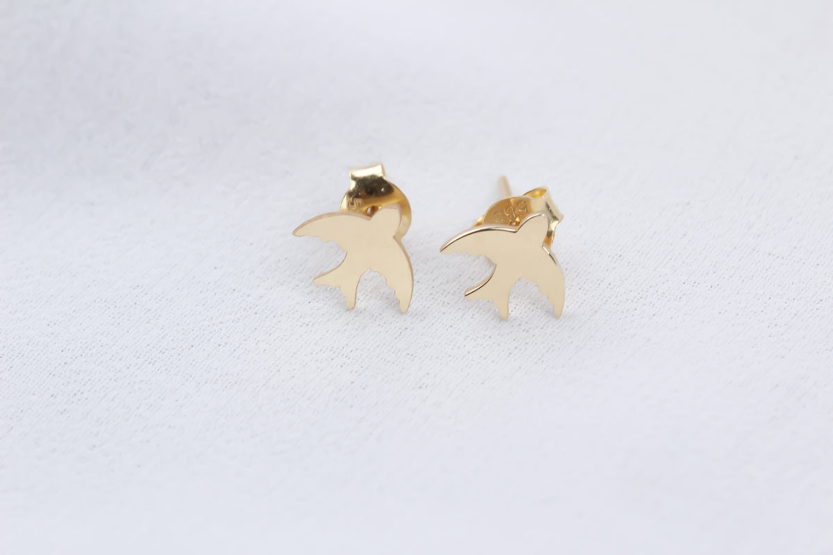 14k Solid Gold Phoenix Earrings - alternate view 3