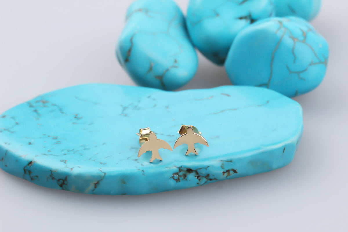 14k Solid Gold Phoenix Earrings - alternate view 4