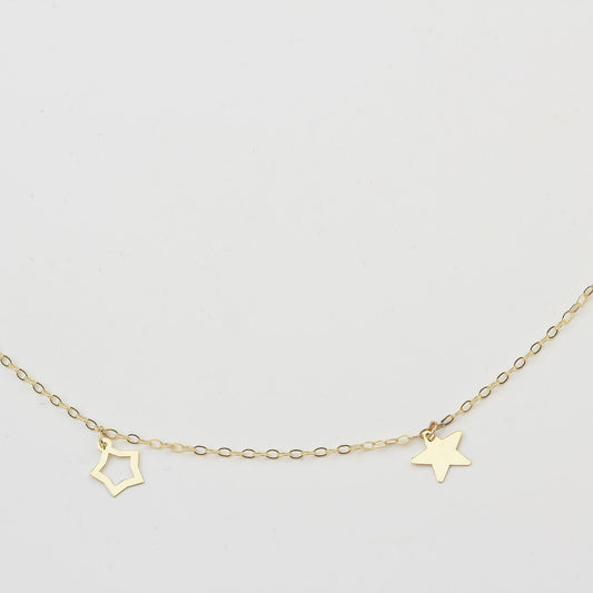 14k Solid Gold Star Anklet - alternate view 2