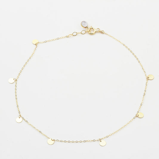 14k Solid Gold Circle Anklet