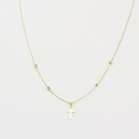 14k Solid Gold Cross Necklace - alternate view 2