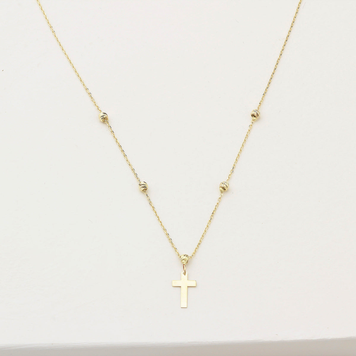14k Solid Gold Cross Necklace - alternate view 4
