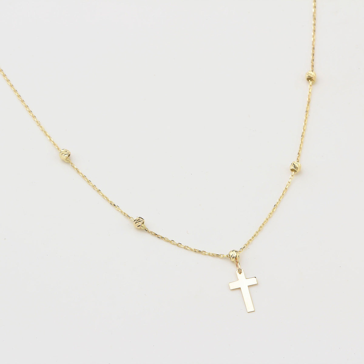 14k Solid Gold Cross Necklace