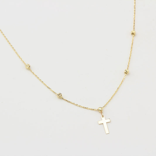14k Solid Gold Cross Necklace