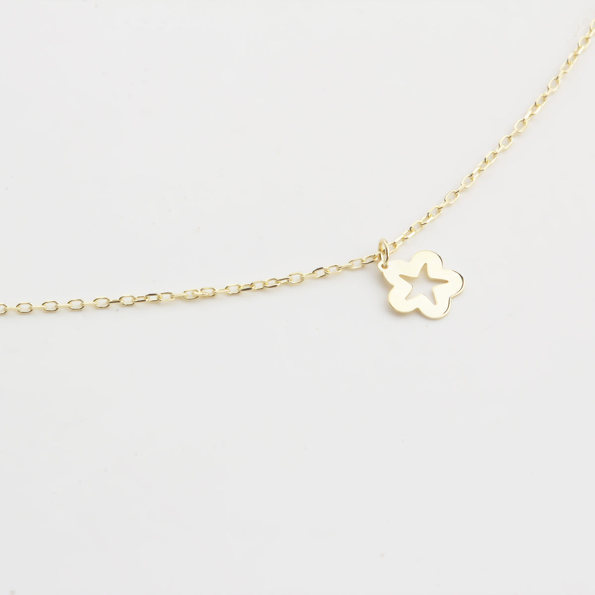 14k Solid Gold Star Anklet - alternate view 2