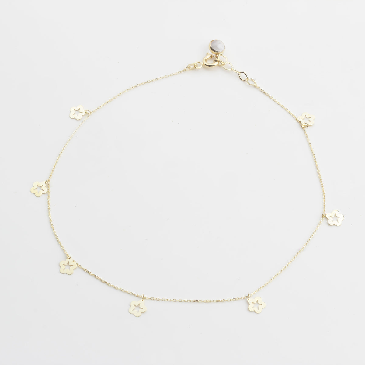 14k Solid Gold Star Anklet