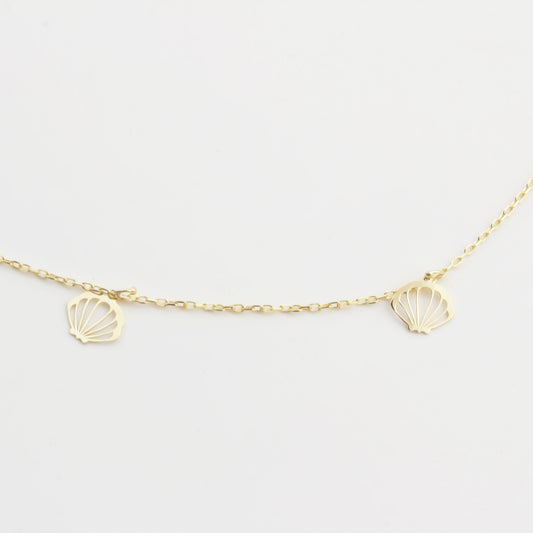 14k Solid Gold Oyster Anklet - alternate view 2