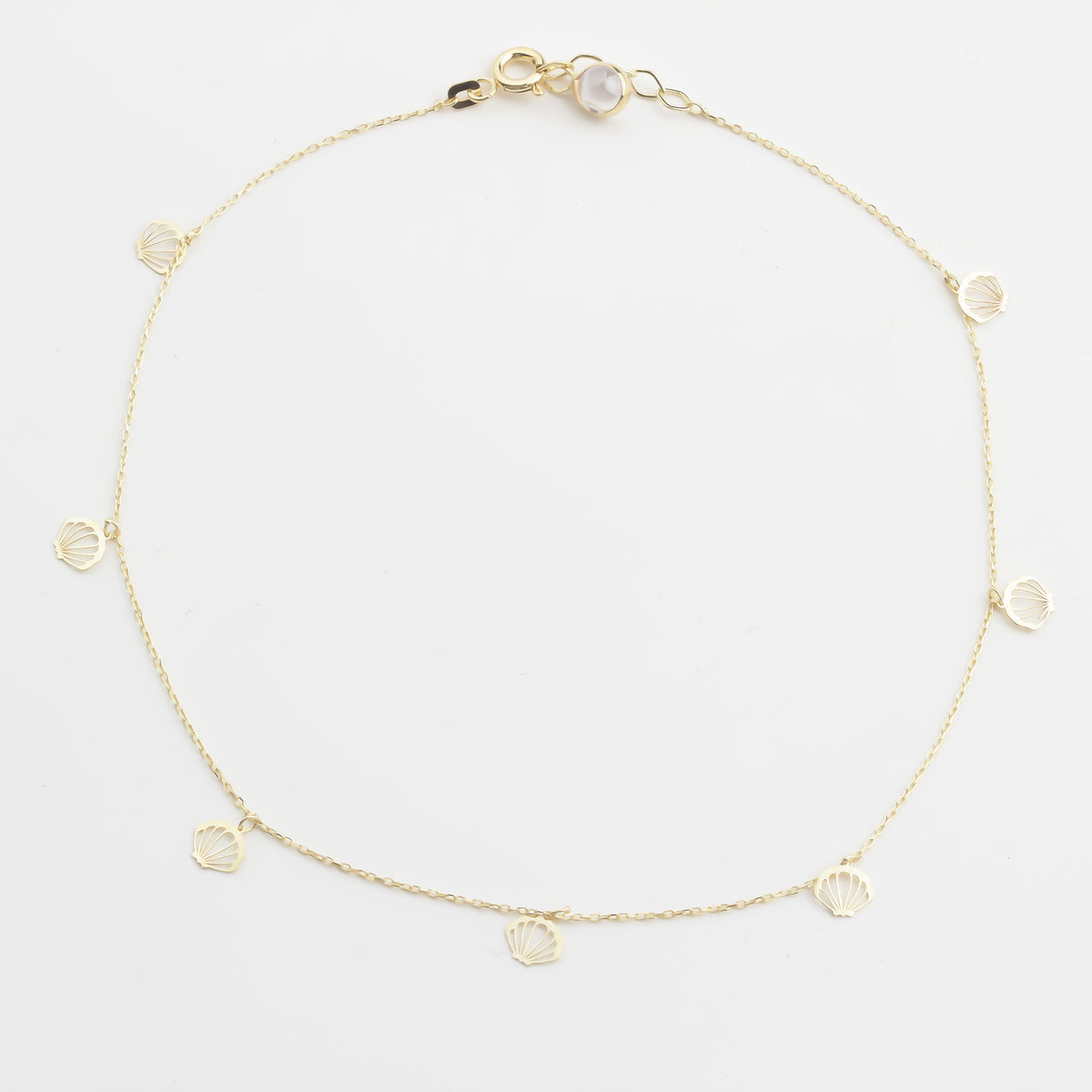 14k Solid Gold Oyster Anklet