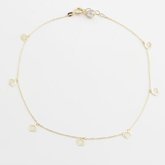 14k Solid Gold Oyster Anklet