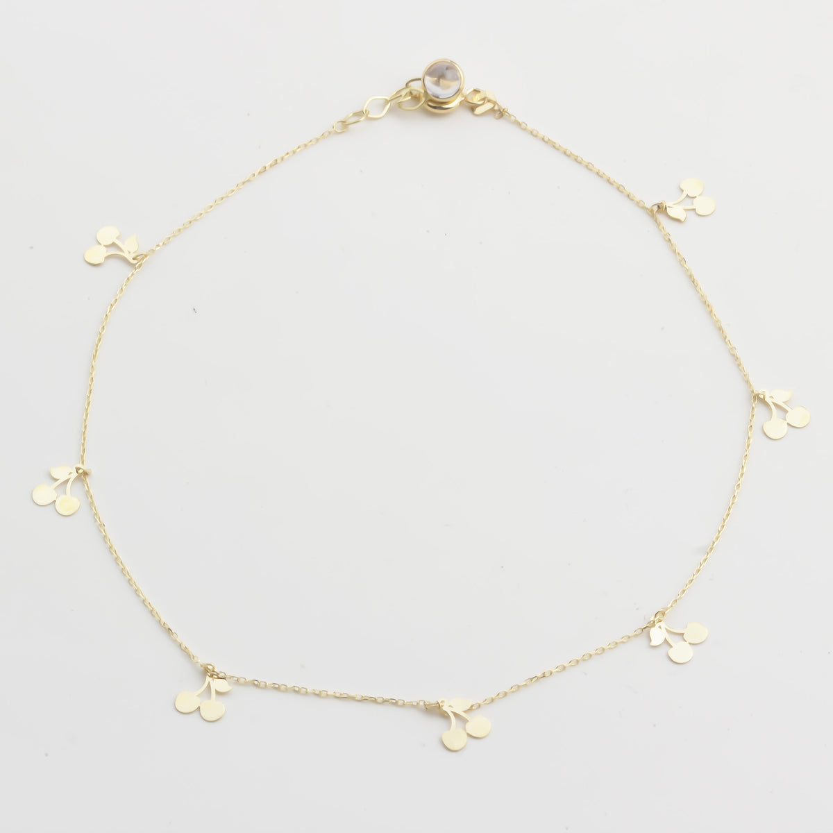 14k Solid Gold Cherry Anklet