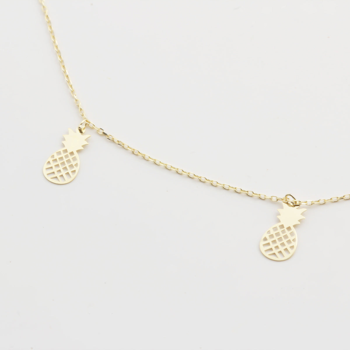 14k Solid Gold Pineapple Anklet - alternate view 2