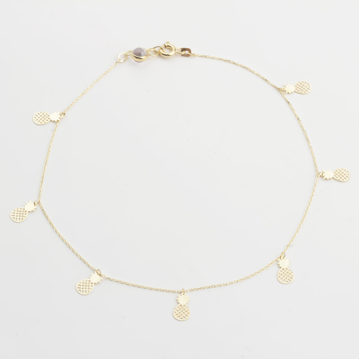 14k Solid Gold Pineapple Anklet