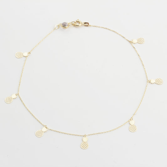 14k Solid Gold Pineapple Anklet