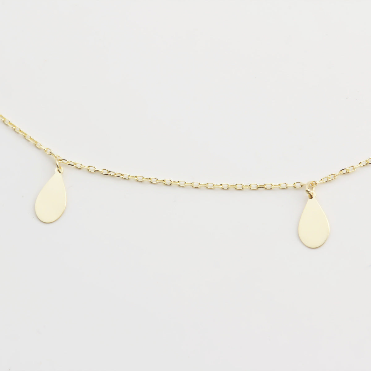 14k Solid Gold Water Drop Anklet - alternate view 2