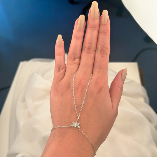 925 Sterling Silver Dragonfly Hand Chain Bracelet