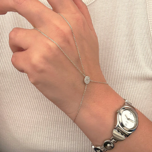 925 Sterling Silver Bar Hand Chain Bracelet