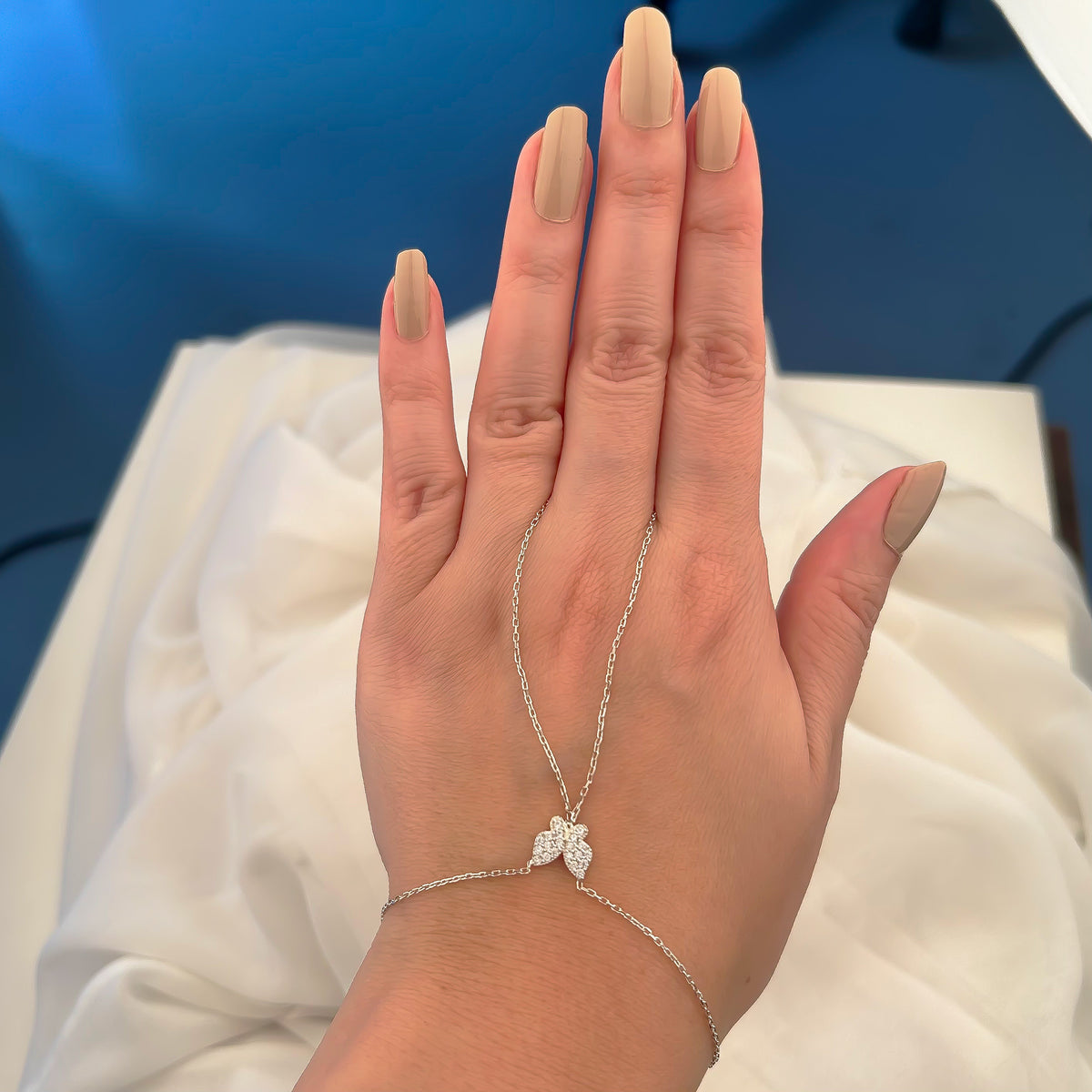 925 Sterling Silver Butterfly Hand Chain Bracelet