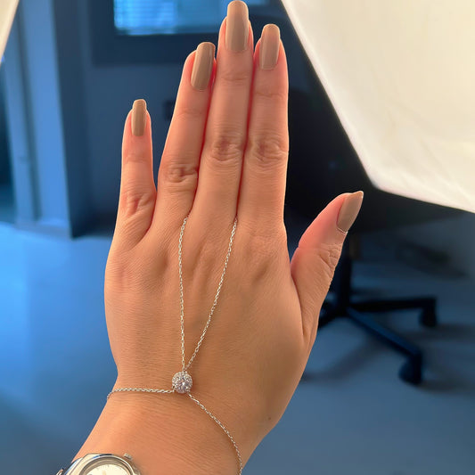 925 Sterling Silver Halo Hand Chain Bracelet