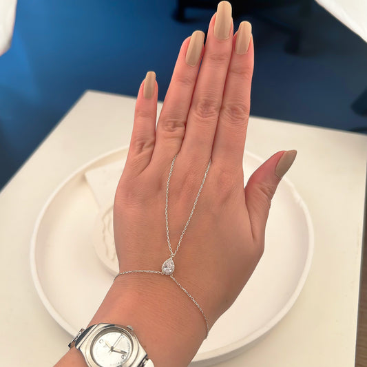 925 Sterling Silver Halo Hand Chain Bracelet