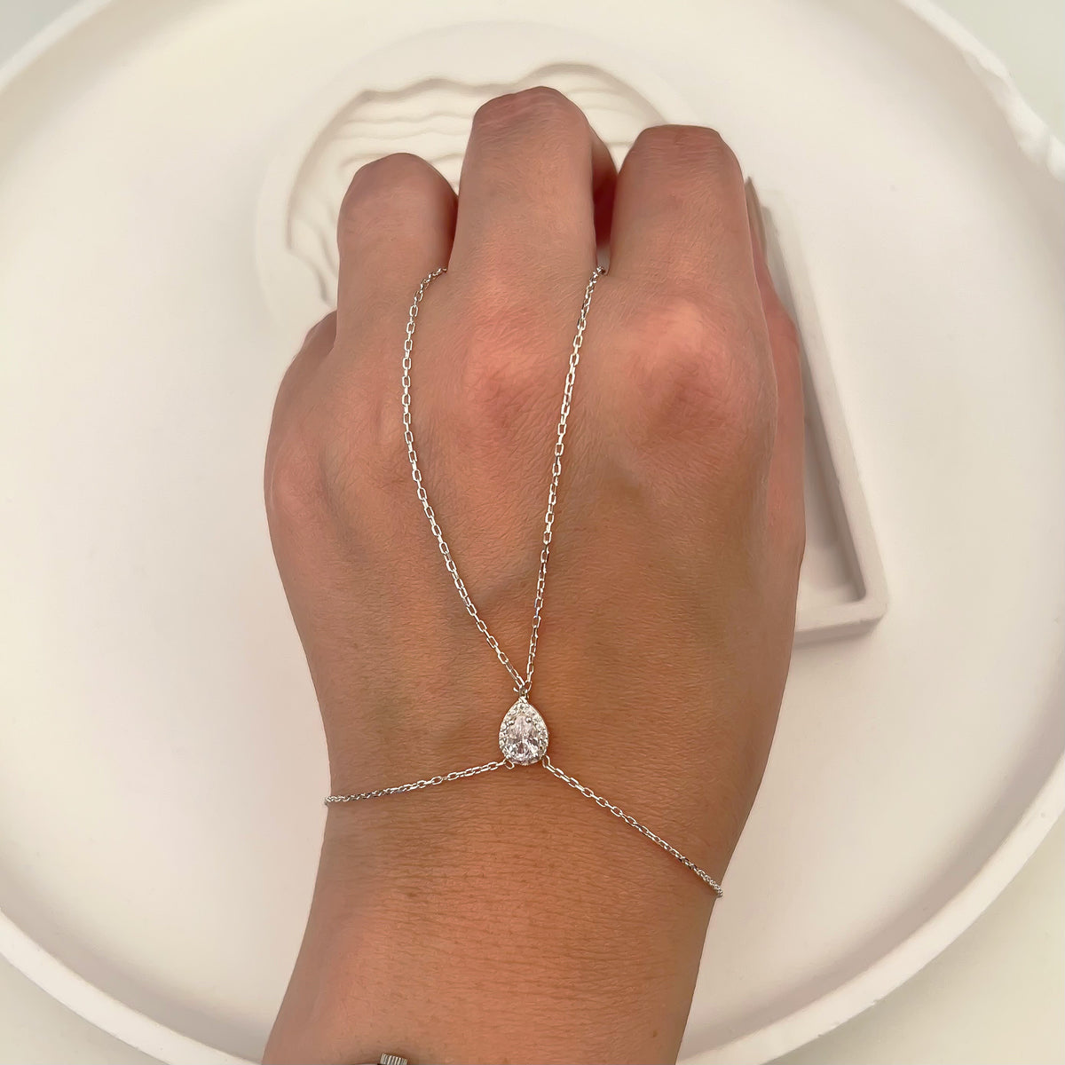 925 Sterling Silver Halo Hand Chain Bracelet