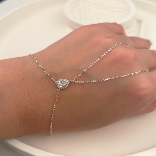 925 Sterling Silver Halo Hand Chain Bracelet