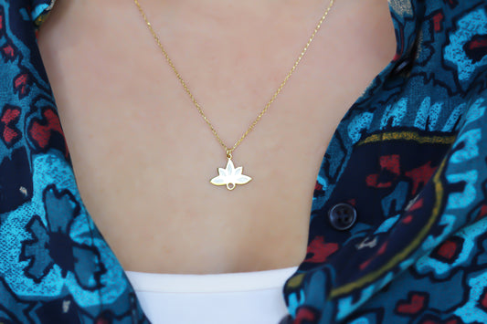 925k Sterling Silver Lotus Necklace - alternate view 2