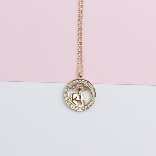 925k Sterling Silver Aries Zodiac Necklace