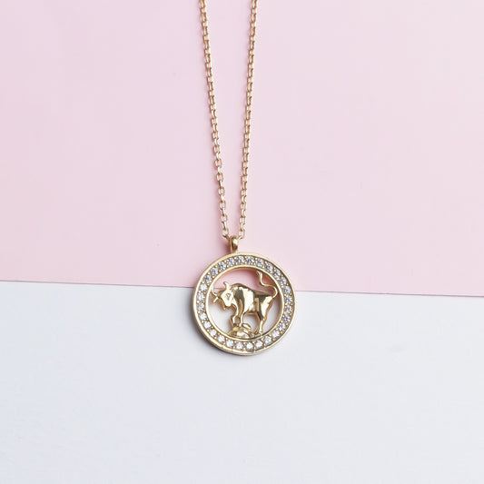 925k Sterling Silver Taurus Zodiac Necklace
