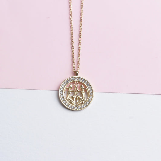 925k Sterling Silver Gemini Zodiac Necklace