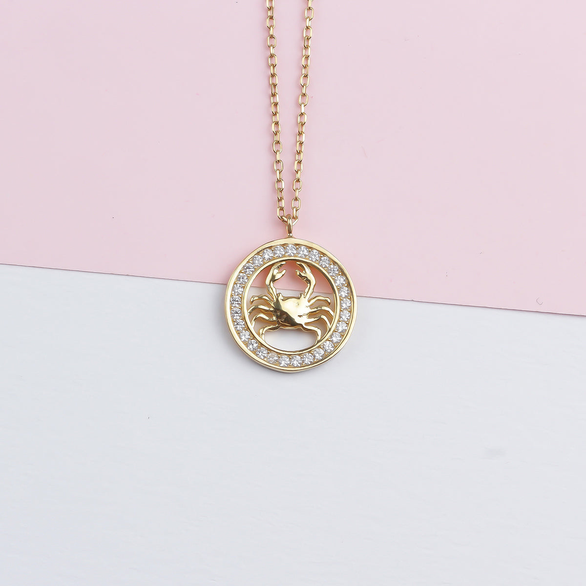925k Sterling Silver Cancer Zodiac Necklace
