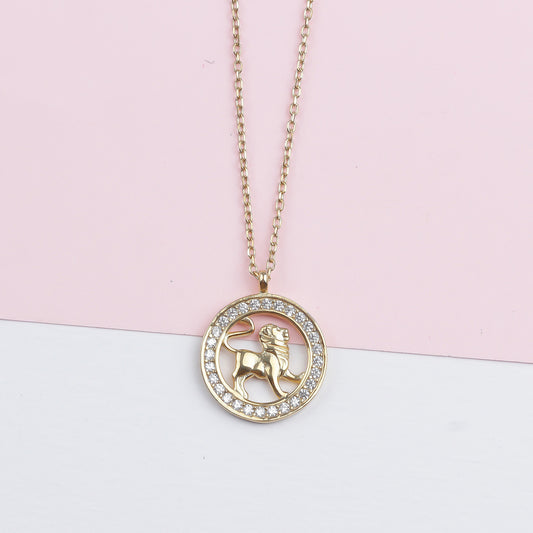 925k Sterling Silver Lion Zodiac Necklace