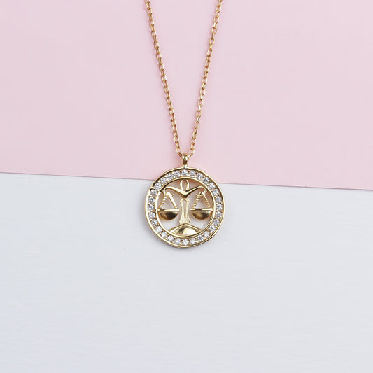 925k Sterling Silver Libra Zodiac Necklace
