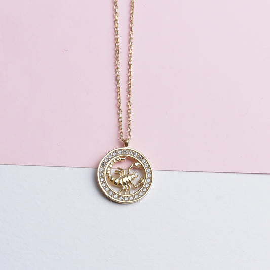 925k Sterling Silver Scorpio Zodiac Necklace