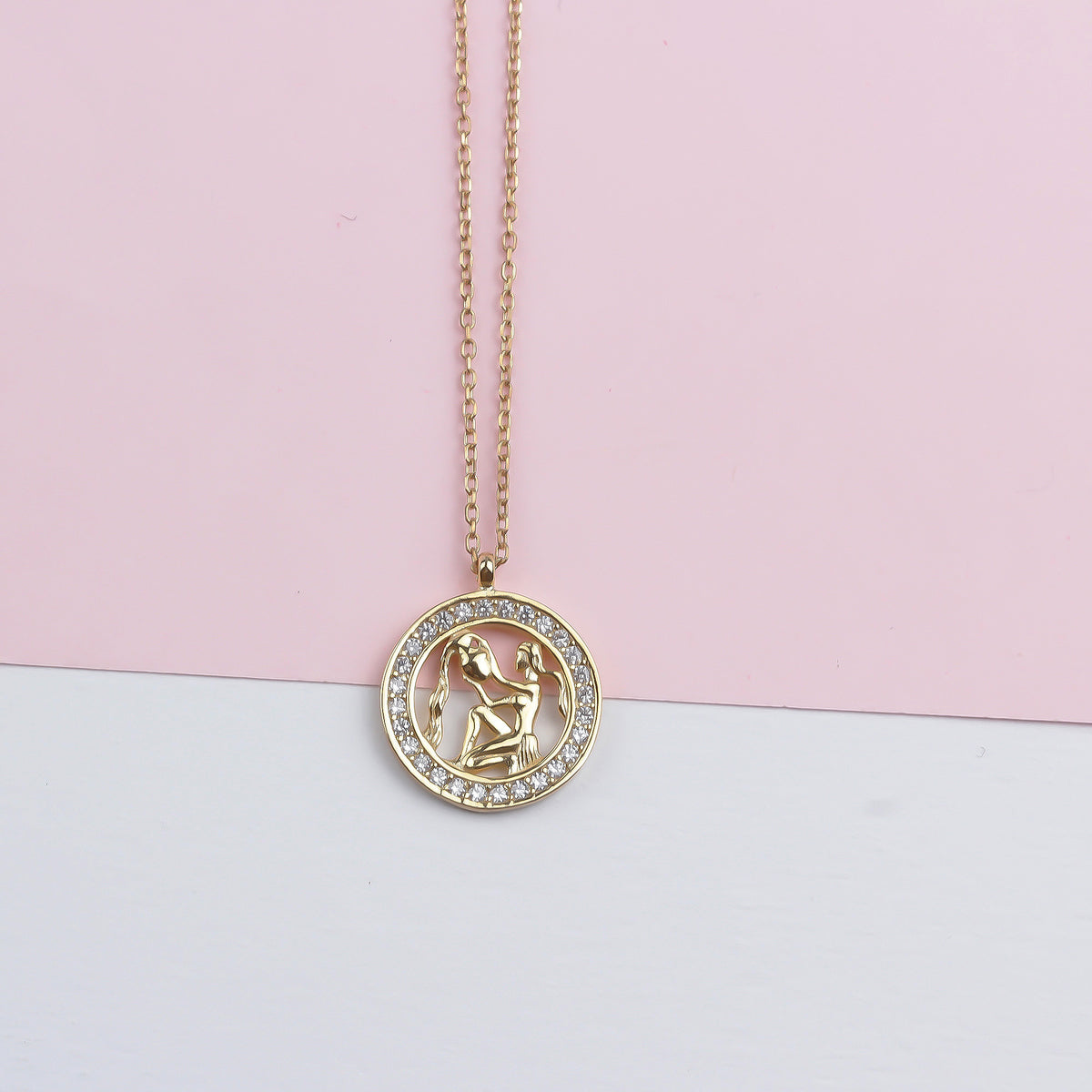 925k Sterling Silver Aquarius Zodiac Necklace