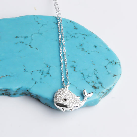 925k Sterling Silver Whale Necklace