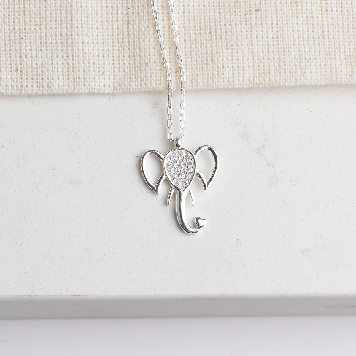 925k Sterling Silver Elephant Necklace